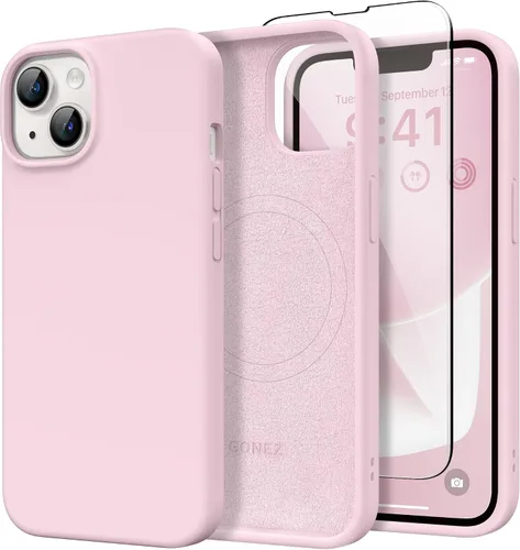 Vista 244 de GONEZ Funda magnética para iPhone 14, compatible con Magsafe, con protector de pantalla + protector de cámara, forro de microfibra antiarañazos