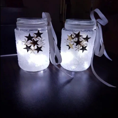 Vista 4 de bxroiu 2 x 20 LEDs cadena de luces funciona con pilas 2 programa, 6.5ft alambre de plata cadena de luces para recámara fiestas de Navidad