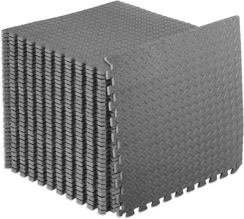 Vista 24 de ProsourceFit - Tapete de ejercicio tipo rompecabezas de ½ pulgada, losetas de espuma EVA entrelazadas para gimnasio en casa, para niños, crema, 24 x