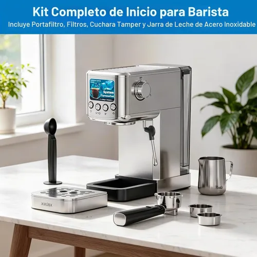 Vista 8 de XIXUBX Máquina de café expreso en frío con espumador de leche, gris Brushed Silver
