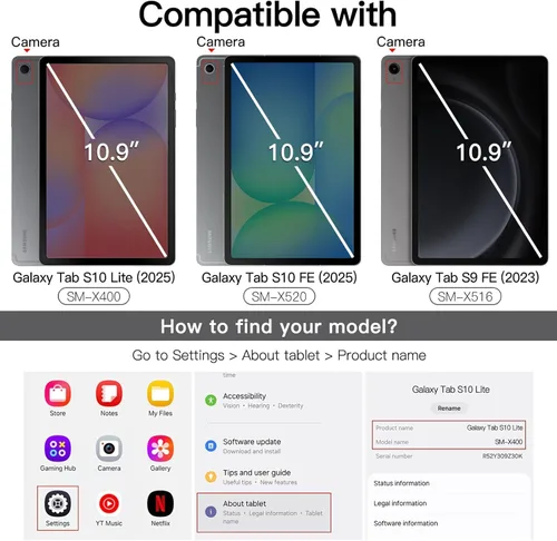 Vista 2 de ALILANG Funda para Samsung Galaxy Tab S10 Lite/S10 FE/S9 FE 10.9 pulgadas/Tab S9 11 pulgadas con lápiz capacitivo, múltiples ángulos de visión