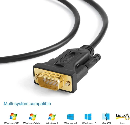 Vista 4 de CableCreation Paquete – 2 artículos 3.3 pies USB a RS232 serie cable macho + adaptador USB a RS232 hembra de 6.6 pies con chip PL2303 Prolific