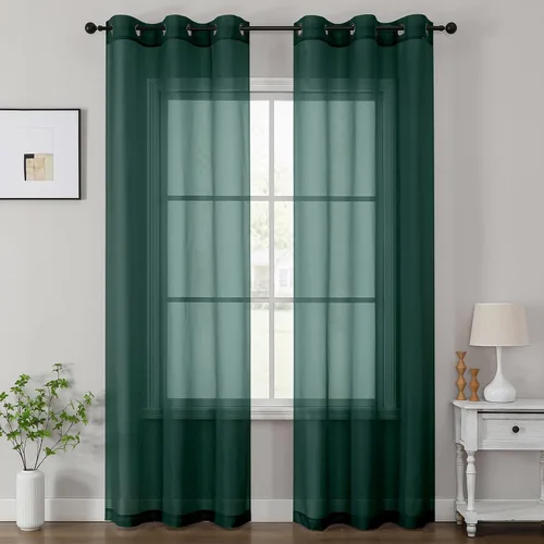 Vista 31 de OWENIE Cenefa transparente con ojales negros para ventanas, 2 paneles de 52