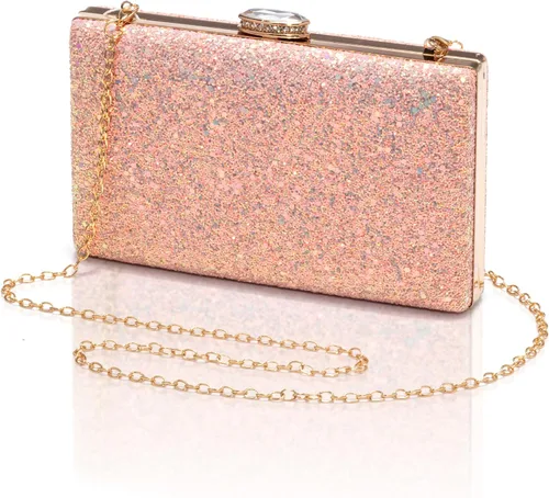 Vista 14 de CARIEDO Bolso de Mano Tipo Clutch con Lentejuelas para Mujer, Elegante Bolso de Noche con Purpurina Brillante, Cartera de Noche Llamativa