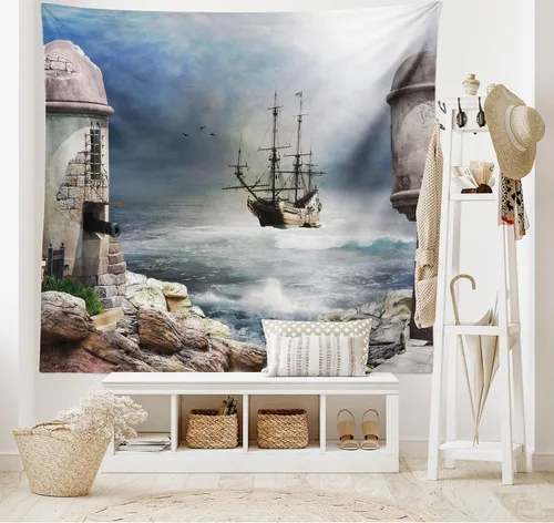 Vista 280 de Ambesonne Tapiz de arte afro, hombre negro fuerte con una corona de trazos impresión de pintura moderna, decoración de tela para colgar en la pared