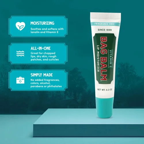Vista 3 de Bálsamo labial sin fragancia Bag Balm original de Vermont con vitamina E Paquete de 4 tubos de 0.3oz