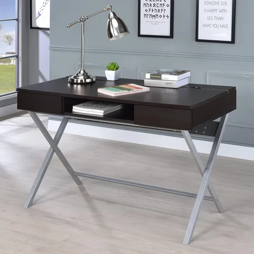 Vista 2 de Coaster Furniture Connect-It 800117 - Escritorio con tomacorriente/compartimento de almacenamiento integrado, capuchino