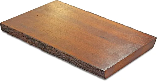 Vista 2 de AeraVida Tabla de cortar de madera de árbol de lluvia marrón sellada hecha a mano Tabla de cortar de madera Tabla de corteza de árbol de madera