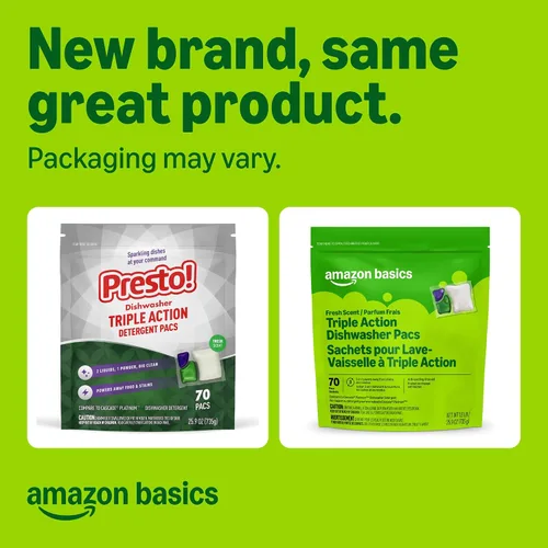 Vista 2 de Marca Amazon Presto! - Paquete de lavavajillas de triple acción, antimanchas, aroma fresco, 70
