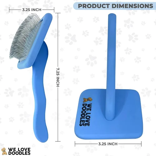 Vista 5 de We Love Doodles Slicker Brush Bundle – Kit de cepillo grande y mini para perros y cachorros – Cepillo de aseo para cabello medio y largo – Fabricado