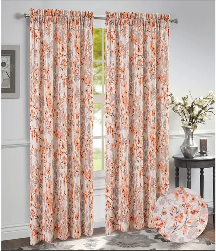 Vista 2 de Panel de ventana con bolsillo para barra de impresión jacquard Brandy, aguamarina, 54 x 84 pulgadas