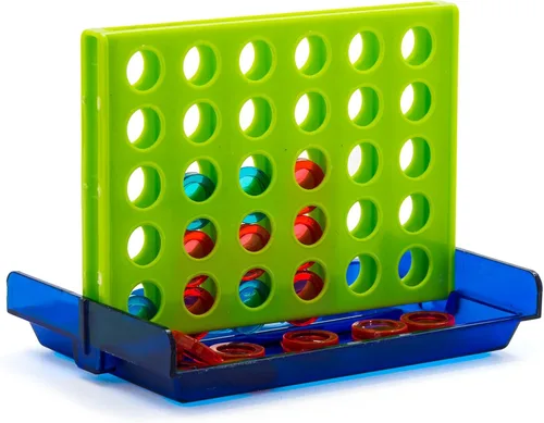 Vista 2 de JA-RU Mini juego 4 en una fila (1 juguete) - Juego clásico de cuatro en una fila para niños Mini juegos de mesa para viajes, juegos de recreo