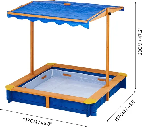 Vista 5 de Teamson Kids Caja de arena de abeto para exteriores de 46 pulgadas x 46
