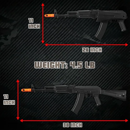 Vista 3 de EMERBU Pro-Grade Gel Splatter Ball Blaster AK74M Actualizado por EMERBU - Cuerpo de Metal y Nylon - 11.1V Alta Potencia - Juego de Engranajes