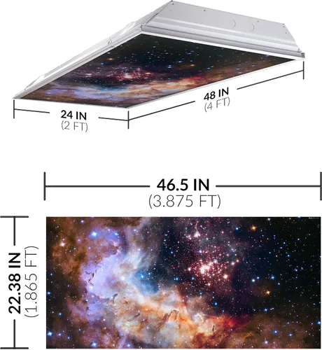 Vista 3 de Cubierta de luz fluorescente para luces de techo de aula, inserto de película retroiluminada de alta calidad, 2 x 4 (22.38 x 46.5 pulgadas)