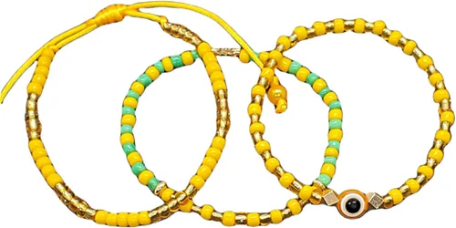 Vista 6 de Hecho a mano contra el mal de ojo orishas joyería de protección Ilde elástico elástico ajustable con cuentas unisex amuleto pulsera conjunto