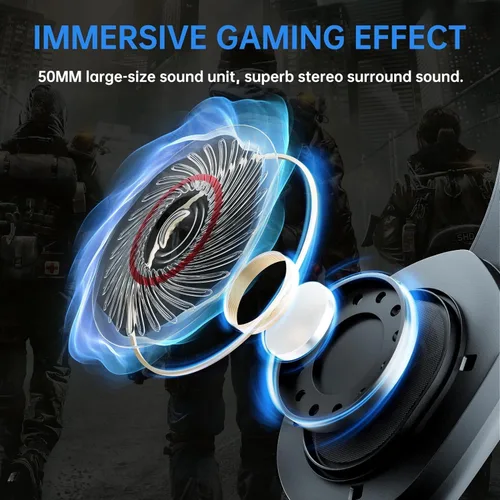 Vista 3 de SOMIC GS401PRO - Auriculares inalámbricos para juegos con micrófono, Bluetooth 5.2 auriculares inalámbricos de baja latencia con batería de 45