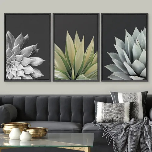 Vista 513 de SIGNWIN Lienzo enmarcado para pared, juego de arte pastel con cadena montañosa, bosque, niebla, naturaleza silvestre, ilustraciones modernas, arte