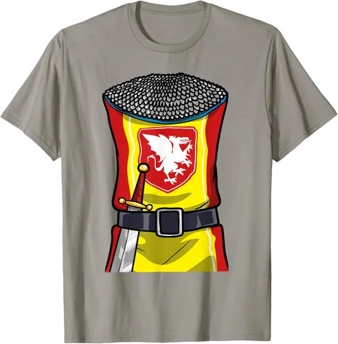 Vista 27 de Disfraz medieval de caballero de Halloween, camiseta para niños con espada de armadura, Negro, S