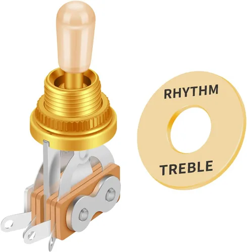 Vista 8 de SAPHUE Interruptor de palanca de 3 vías para guitarra de 3 vías, corto, recto, blanco perla, parte superior cromada, pomos cromados para Gibon