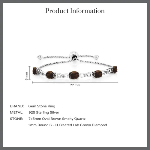 Vista 4 de Gem Stone King Pulsera de tenis de diamantes cultivados en laboratorio con piedra natal de 3-6 quilates para mujer, plata de ley 925, ovalada