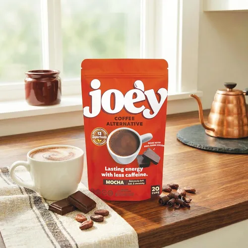 Vista 6 de Joe'y Alternativa de café de hongos, sabor moca, 20 porciones, sustituto de café instantáneo con melena de león, reishi, cordyceps, ashwagandha