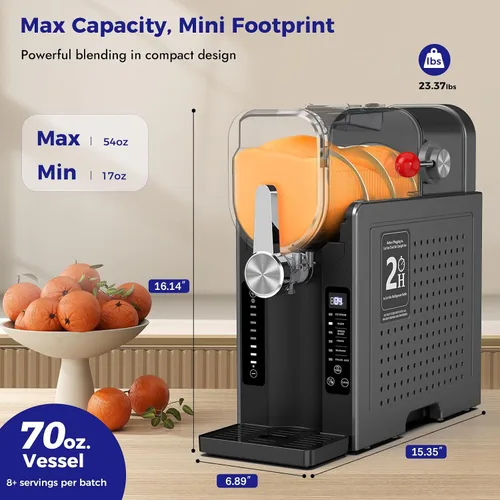 Vista 5 de Máquina de granizado para el hogar, no necesita hielo, con limpieza automática, reserva de un solo toque y 6 programas preestablecidos para bebidas
