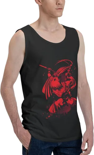 Vista 3 de Rurouni Kenshin - Camiseta sin mangas para hombre, camisetas sin mangas personalizadas para correr, entrenamiento, algodón, casual, color negro
