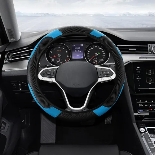 Vista 12 de Funda para Volante de Automóvil, Protector de Volante, Universal 14.5-15 Pulgadas Cuero de Microfibra Transpirable Fundas para Volante de Auto