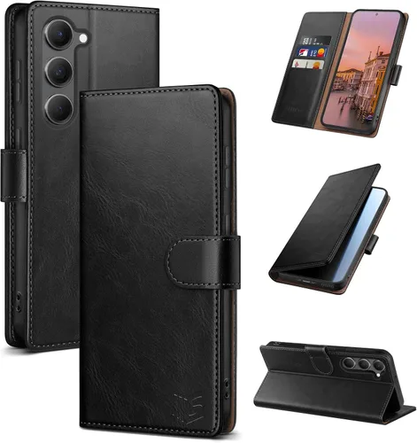 Vista 12 de SUANPOT Funda tipo cartera para Samsung Galaxy S23 5G con bloqueo RFID, soporte para tarjetas de crédito, cubierta protectora de cuero PU tipo libro