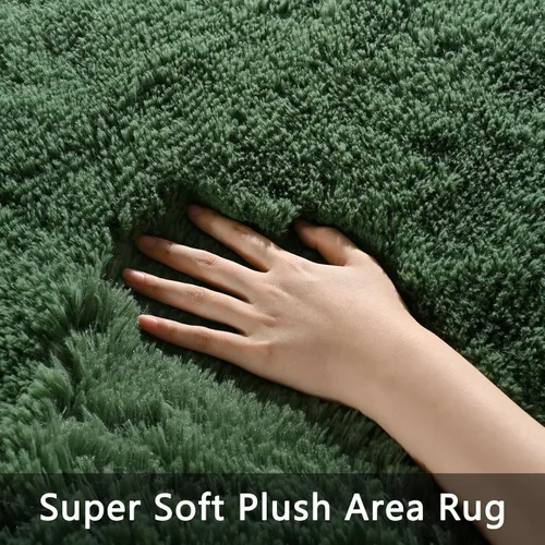 Vista 5 de Pettop Alfombra de Área Esponjosa Verde Profundo para Dormitorio Sala de Estar, 3x5 Pies Alfombras Shaggy de Felpa Super Suaves y Peludas para Niñas