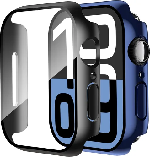 Vista 22 de Smiling Paquete de 2 fundas compatibles con Apple Watch Serie 3/Serie 2 de 1.49 pulgadas, protector de pantalla vidrio templado, carcasa rígida