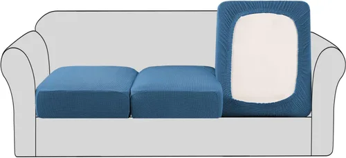 Vista 52 de H.VERSAILTEX - Fundas elásticas para cojín de sofá individual, fundas de asiento para silla de sofá, protector de cojín con tejido jacquard de sarga