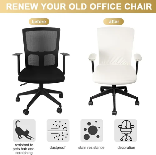 Vista 4 de Tallew 4 fundas para sillas de oficina, fundas universales para sillas de computadora, fundas protectoras elásticas para asiento de silla, fundas