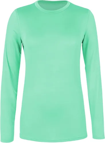 Vista 8 de Zando Camiseta de manga larga UPF 50+ con protección solar de secado rápido, ligera, cuello redondo, UV