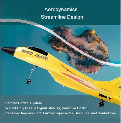 Vista 8 de Avión inalámbrico de juguete con luces, recargable por USB SU-35 RC planeador de avión de control remoto, espuma resistente a caídas al aire libre