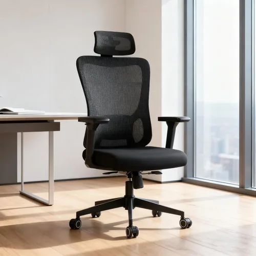 Vista 2 de Silla ergonómica de oficina de escritorio, silla de computadora de respaldo alto con reposabrazos giratorios 3D ajustables para mayor comodidad