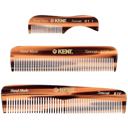 Vista 10 de Kent Set de peines de bolsillo para el cabello para hombre, grafito 81T XS, FOT All Fine Tooth, R7t de doble diente fino y grueso. El mejor kit