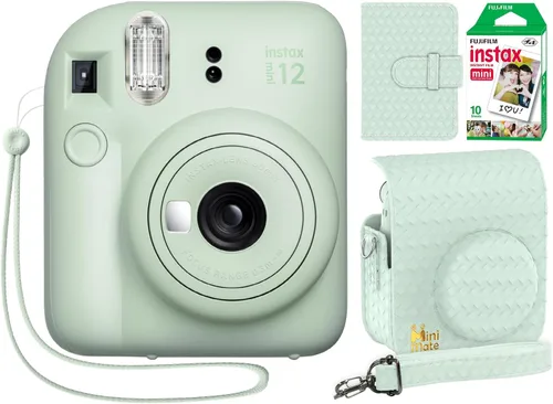 Vista 11 de Fujifilm Cámara instantánea Instax Mini 12 color rosa flor + estuche personalizado Minimate + película fotográfica Fuji Instax 10 hojas y álbum