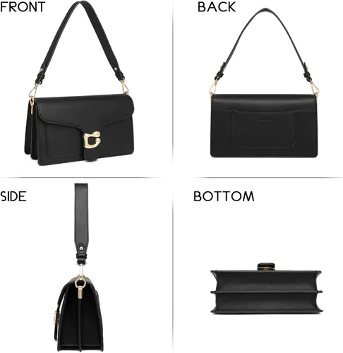 Vista 7 de Travistar Bolsos cruzados para mujer de moda - Pequeño bolso cruzado de hombro con 2 correas, bolso de mano de cuero, bolso de noche de embrague