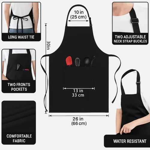 Vista 5 de Delantal personalizado con texto de logotipo personalizado para mujeres y hombres, delantal con logotipo personalizado con 2 bolsillos, regalo