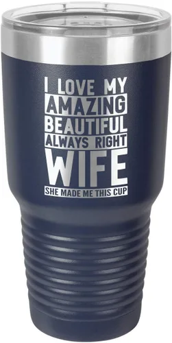 Vista 9 de OnlyGifts.com - Vaso con pajita y texto "I love my wife", 30 onzas, Negro