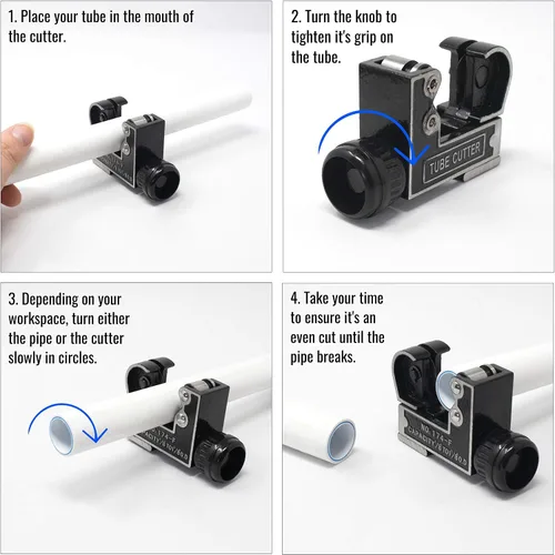 Vista 3 de Cortador de tubos [1/8" - 1 1/8"] Herramienta de corte de tubos para tubos de cobre, tubos de acero inoxidable, metal, plástico, latón - Cortador