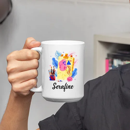 Vista 3 de Taza de café personalizada, taza de artista, regalo de artista para mujeres u hombres, regalos para artistas, taza para amantes del arte, taza
