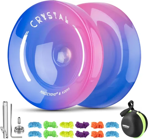 Vista 11 de MAGICYOYO Responsive Yoyo Professional K2 Crystal, Yo yo de doble propósito para niños y jugadores avanzados, yoyos degradados de plástico con 12