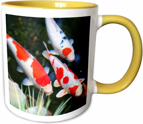Vista 9 de 3dRose Taza negra de dos tonos con diseño de pez Koi blanco y naranja japonés de 11 oz Negro
