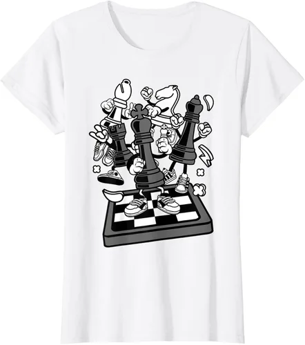 Vista 22 de Figura cómica Camiseta de tablero de ajedrez jugador de ajedrez Azul Marino