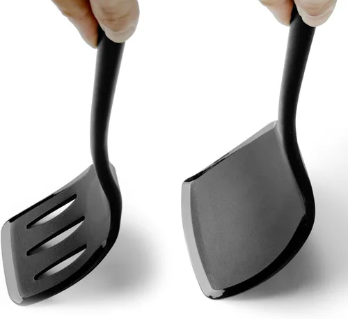 Vista 4 de Espátula volteadora de silicona para panqueques con mango alargado y diseño sin costuras, espátulas de cocina resistentes al calor para utensilios