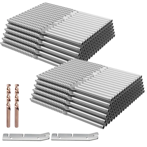 Vista 10 de BLIKA Paquete de 100 barandillas de cable negro de 1/8 de pulgada, tornillos de retraso para postes de madera, acero inoxidable T316, kit