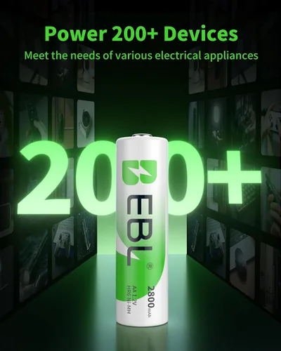 Vista 6 de EBL AA 2800mAh Baterías recargables Ni-MH de alto rendimiento, paquete de 4